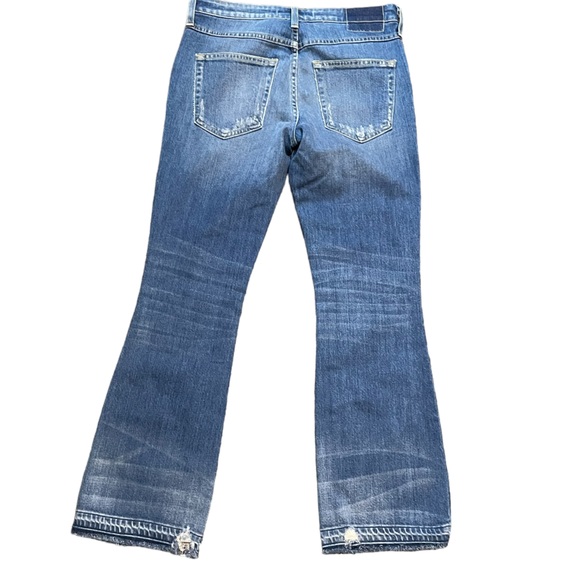 AMO‎ Jane Micro Flare Jeans, Old School Wash, Distressed, Size 27, EUC - Picture 6 of 8